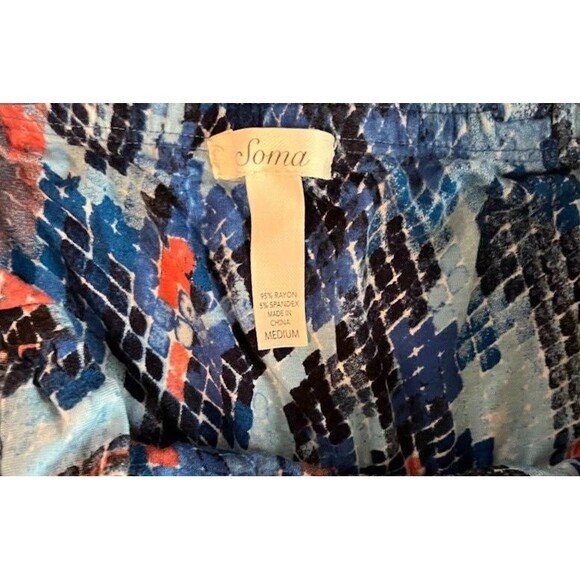 Soma Strapless Blue/PInk Tropicalcore Beach Abstract Print Swim Cover Up/Dress M - Picture 4 of 4